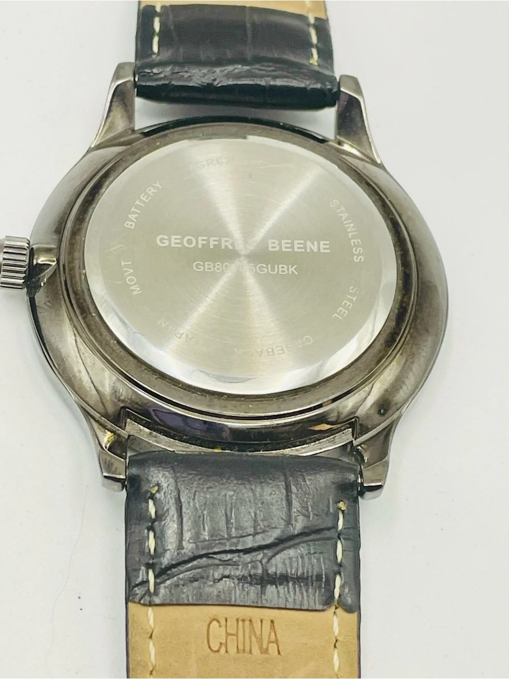 Geoffrey Beene Silver Dial Men’s Watch with Black Croc Strap